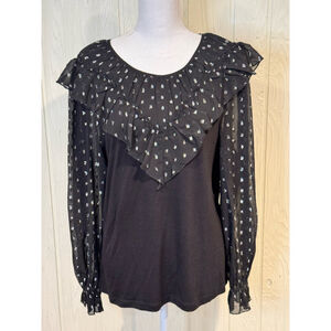 LOFT Blouse Top Women's XL Black Silver
